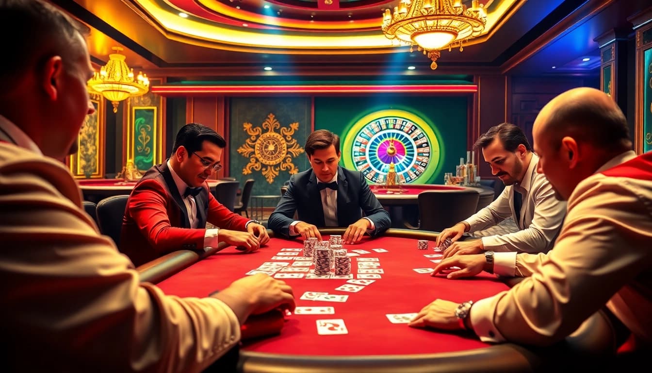 Experience the thrill of high-stakes poker gameplay at https://77bet.codes/ with vibrant chips and intense focus.