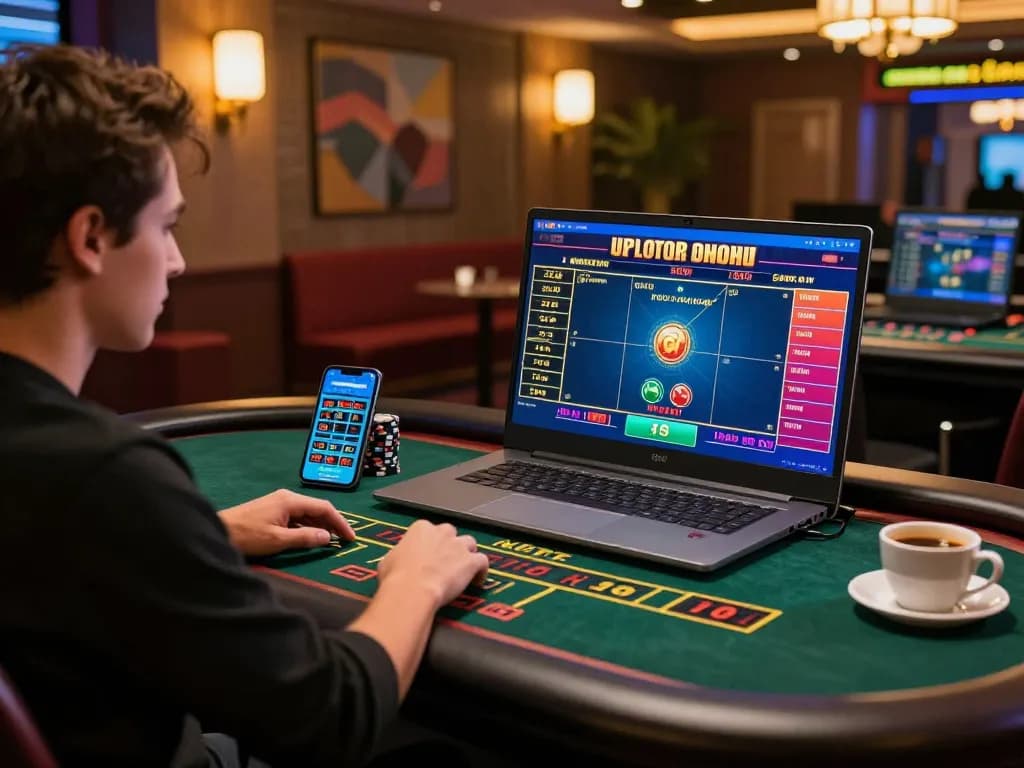 Engaging in an online live dealer game at hytw3339, showcasing strategic gameplay in a vibrant home setup.
