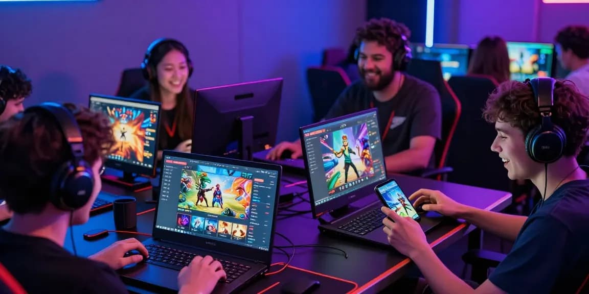 Players enjoying the HM88 platform with vibrant gaming visuals, showcasing online excitement and community engagement.