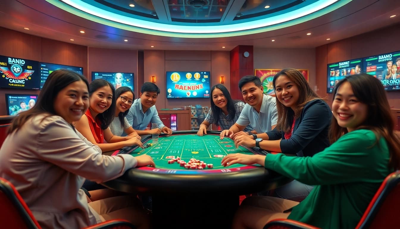 Experience the excitement of online gaming with Trang chủ 69VN, showcasing diverse players at modern gaming tables.