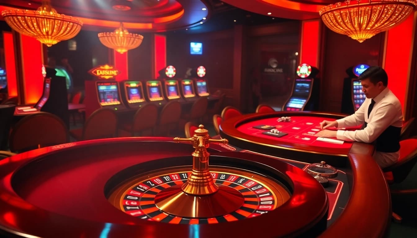 Players enjoying an exciting roulette game at https://xx88.moe/ casino, surrounded by vibrant atmosphere and professional dealers.