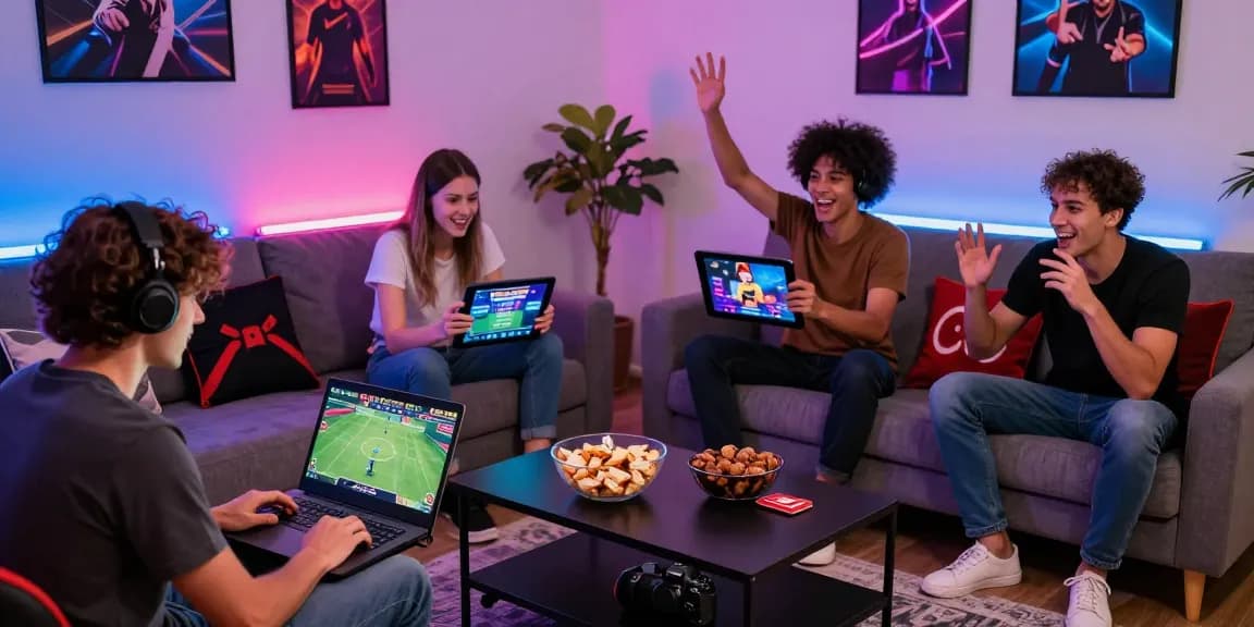 Players enjoying diverse online gaming experiences at KO66 in an energetic home environment.