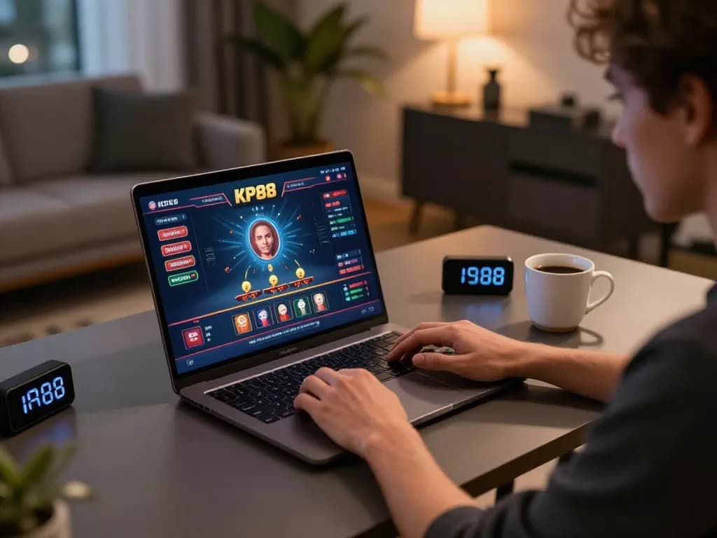 Engaging in online betting at KP88 casino with strategic gameplay at home.