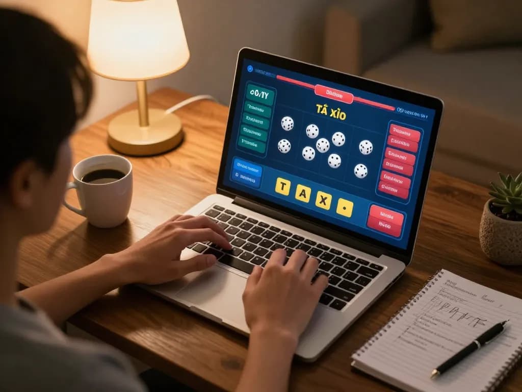 Taking part in tài xỉu online with an engaging interface during a cozy home gaming session