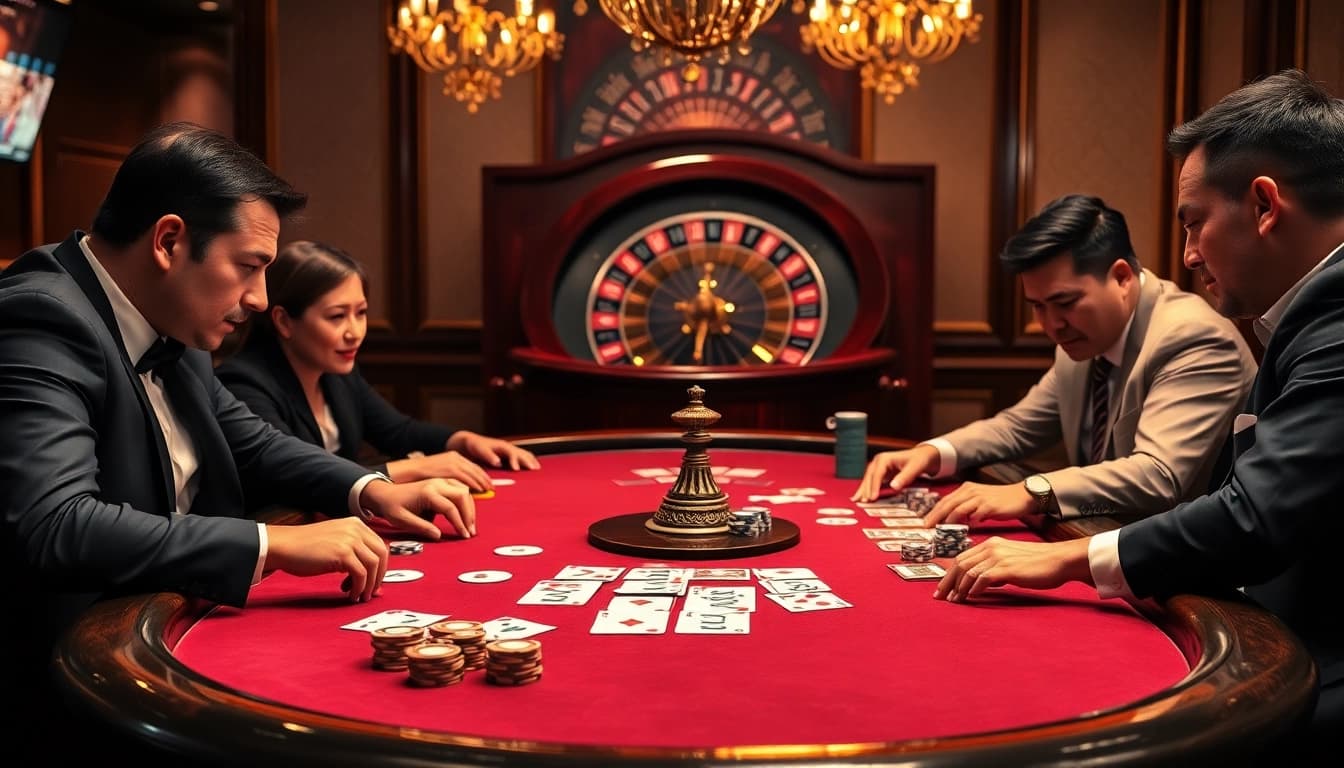 Experience thrilling gameplay at https://nk88.sa.com/ with an intense poker showdown among skilled players.