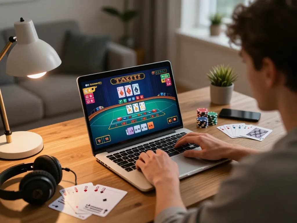 Player engaging in online blackjack on sunwin platform showcasing strategic gameplay and interactive experience.
