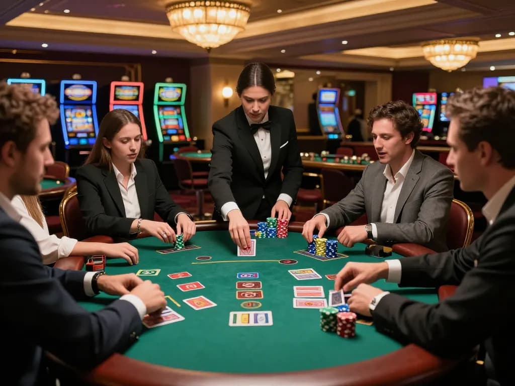 Players engaging in a strategic blackjack game at a premium casino table, showcasing the excitement of uu88me gaming.