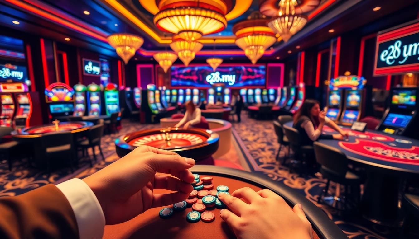 Experience thrilling gameplay as players engage at the tables in E28 my's elite casino atmosphere.