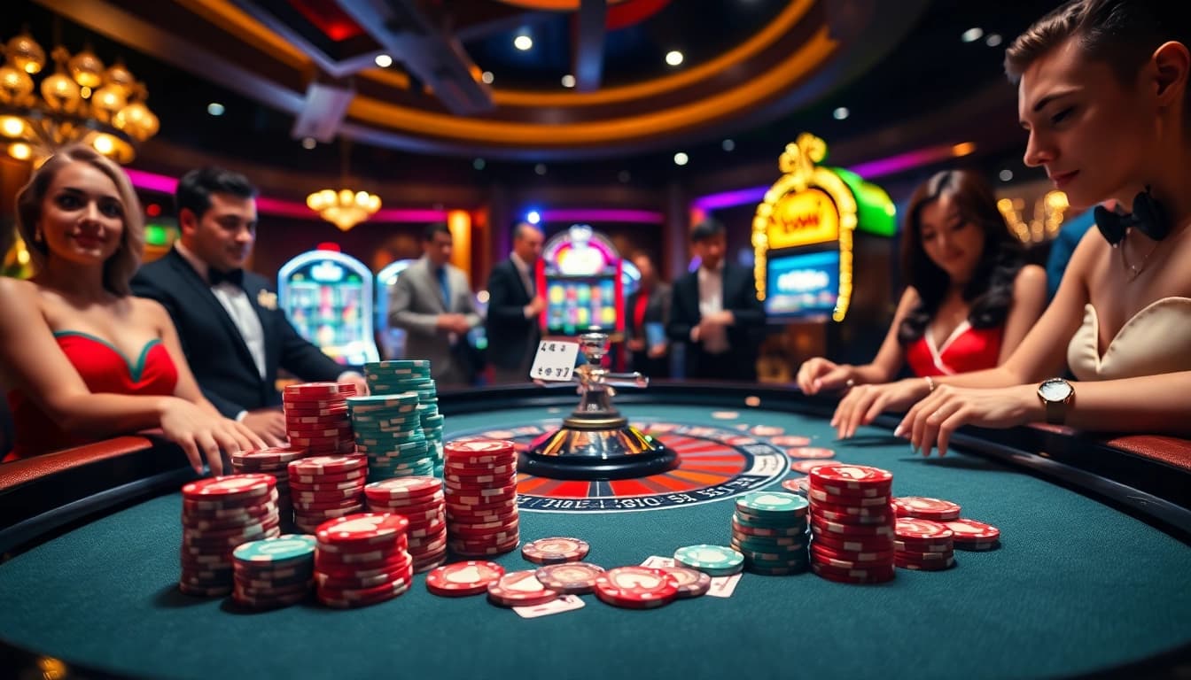 Experience the thrill of casino gaming at https://tr88.autos/ with players at a roulette table showcasing high-stakes excitement.