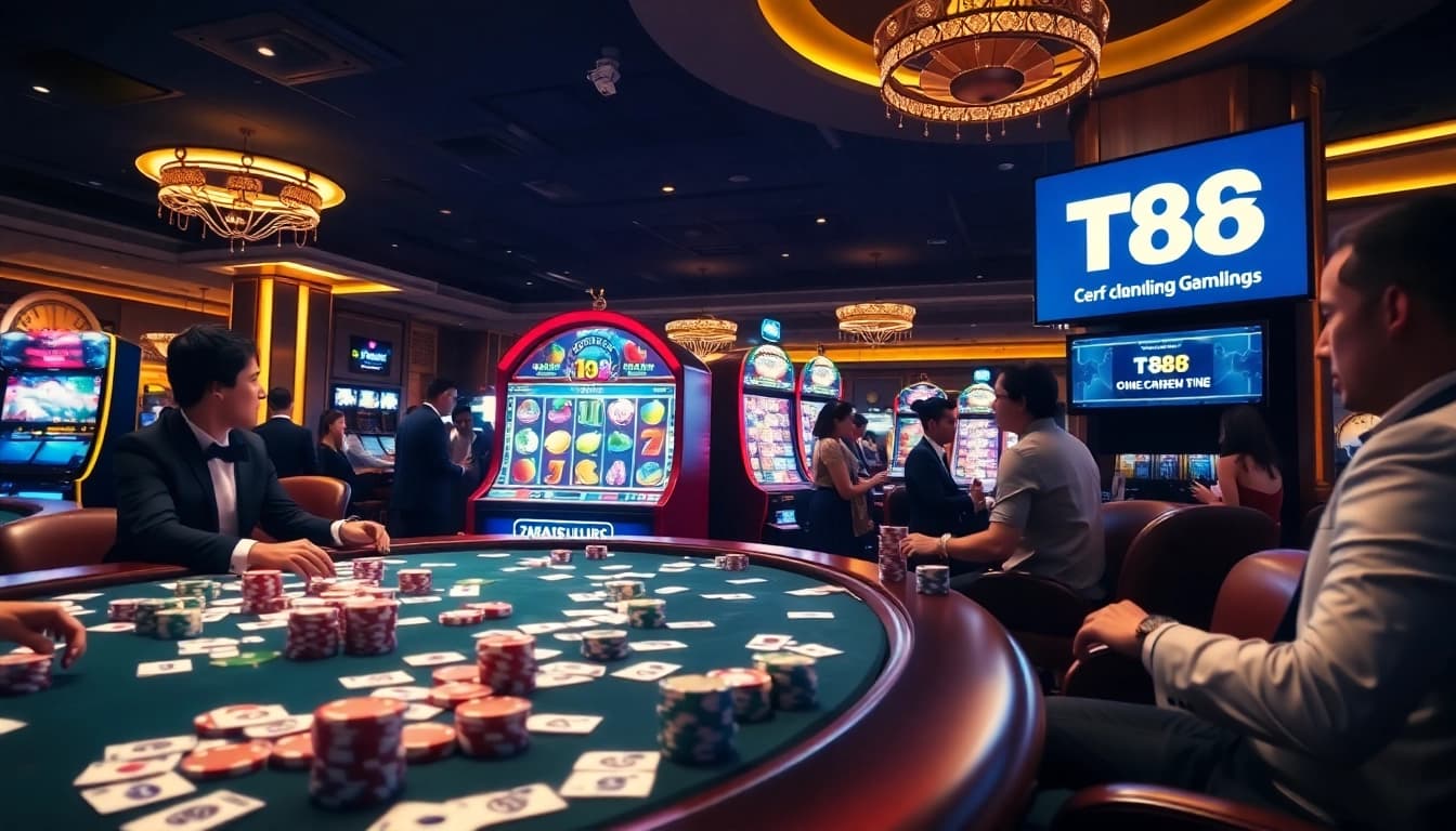 Experience thrilling casino action with TT88 at a luxurious poker table under warm lights.