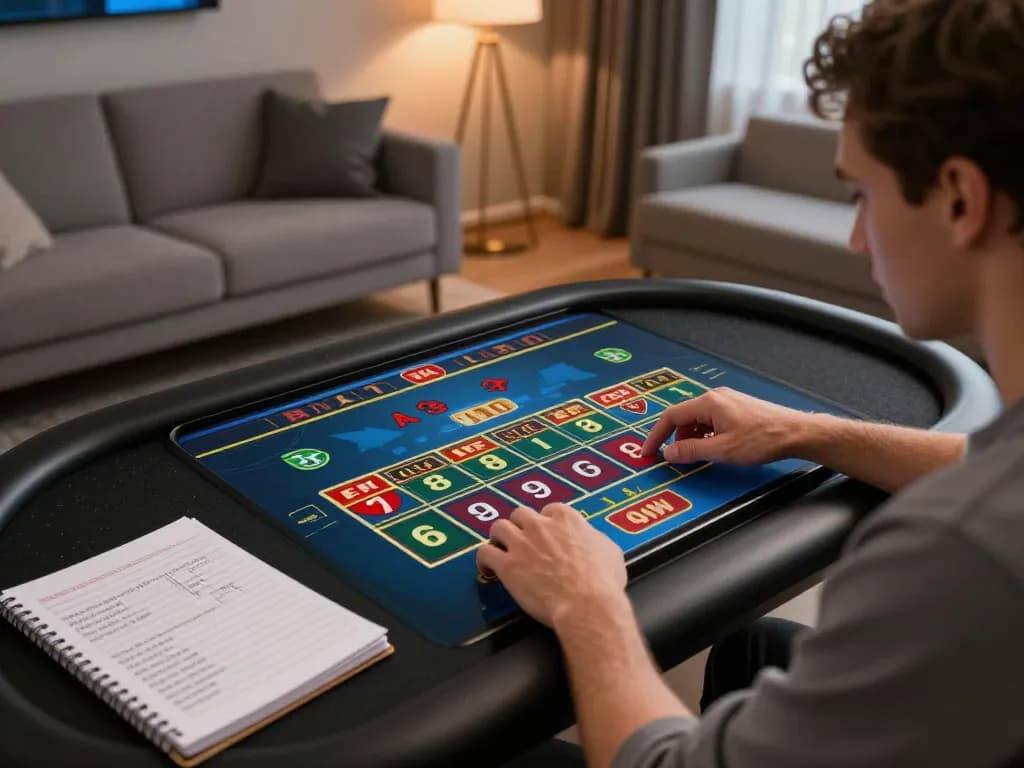 SX88 player focusing on online poker game, enhancing their strategy in a cozy setting