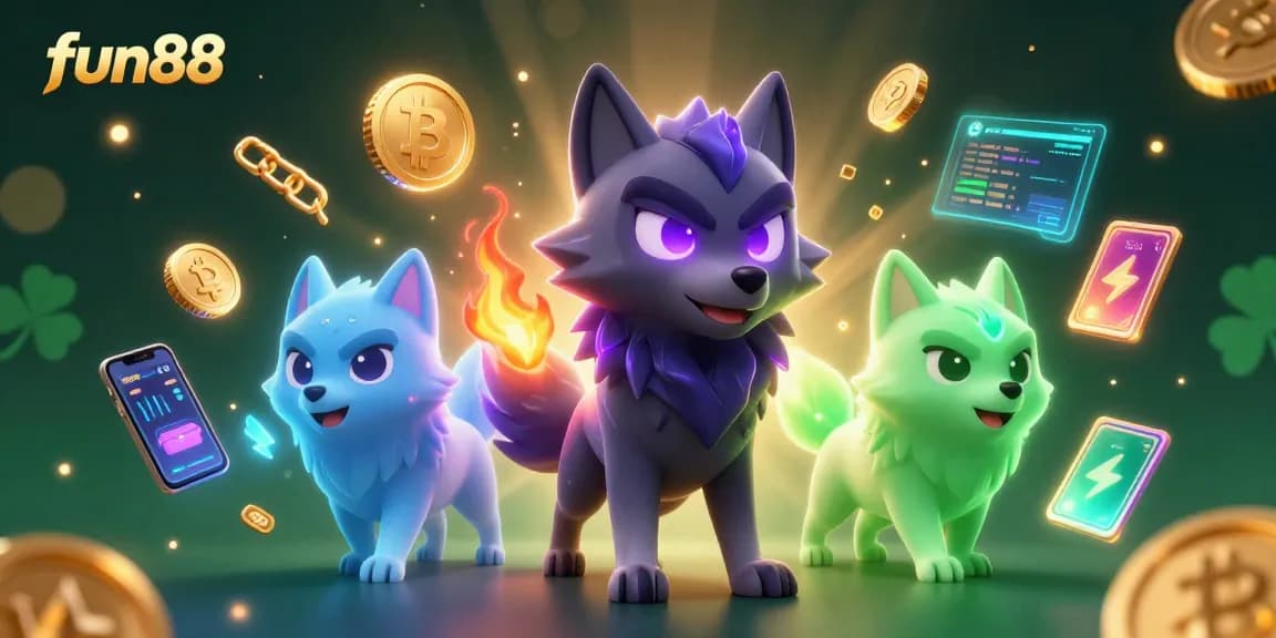 Experience thrilling fun88 casino adventures with captivating 3D wolf characters amidst crypto elements.