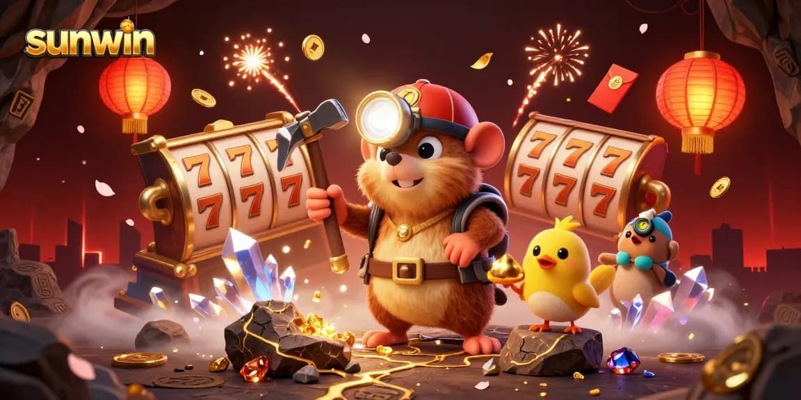 Join the adventure with sunwin's treasure hunter mole in a vibrant casino landscape!