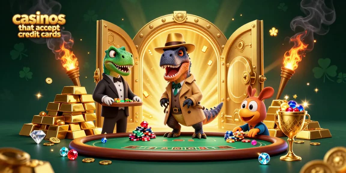 Experience the excitement at casinos that accept credit cards with a velociraptor card counter and vibrant gaming elements.