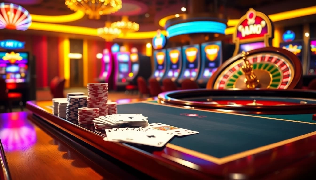 Experience the excitement of Cổng Game XIN88 with vibrant casino elements and luxury atmosphere.