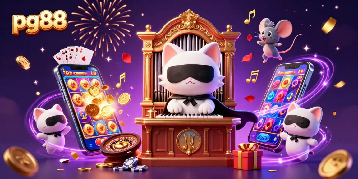 Spin into excitement with pg88, featuring a whimsical scene of a gaming adventure.