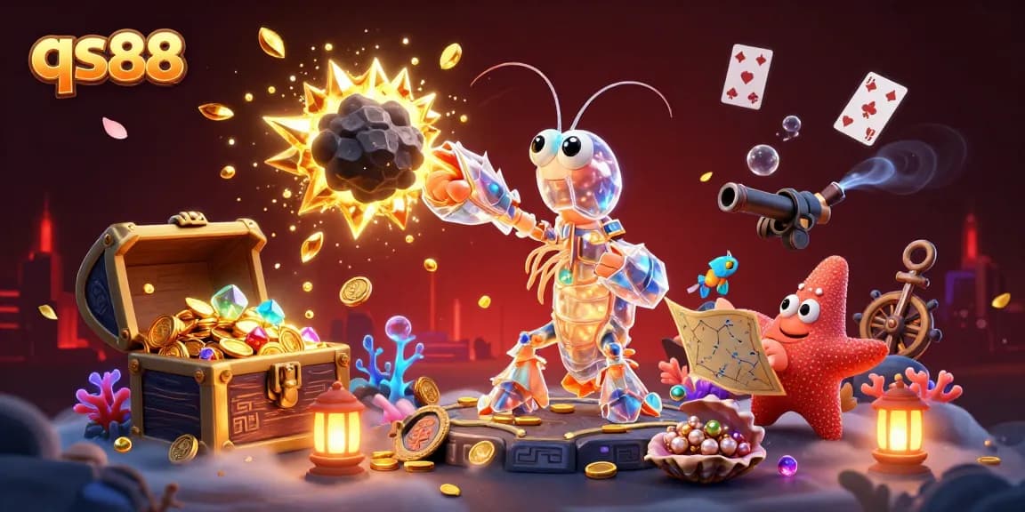 Experience thrilling gaming at qs88 with vibrant gold coins, gems, and underwater treasures bursting in action.