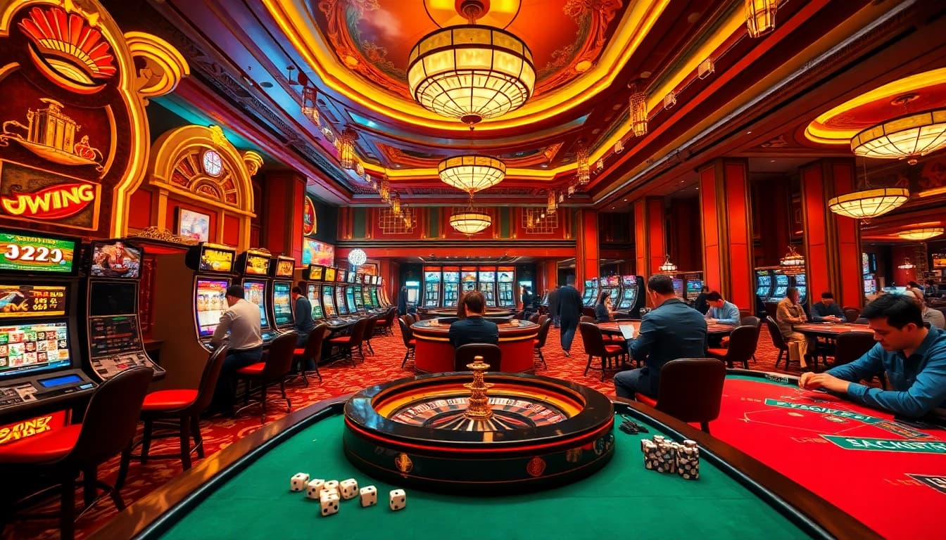 Experience thrilling gameplay at hm88 casino with vibrant slot machines and intense poker tables.