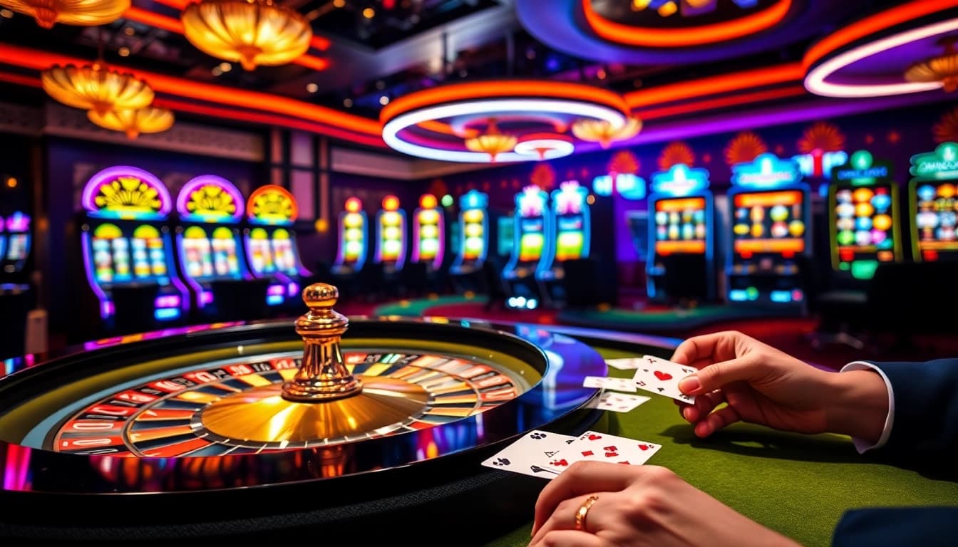 Players enjoying roulette and blackjack at open88 casino, showcasing vibrant gaming atmosphere.