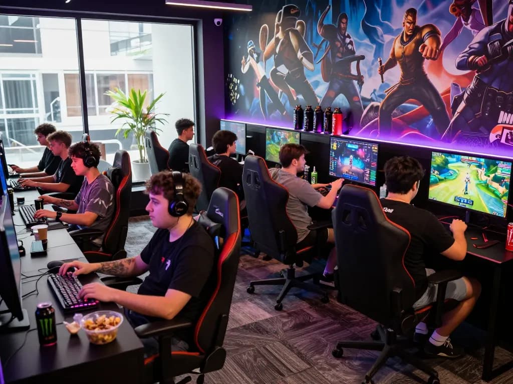 Exciting online gaming lounge at go-88.us.com with engaged players enjoying their games.