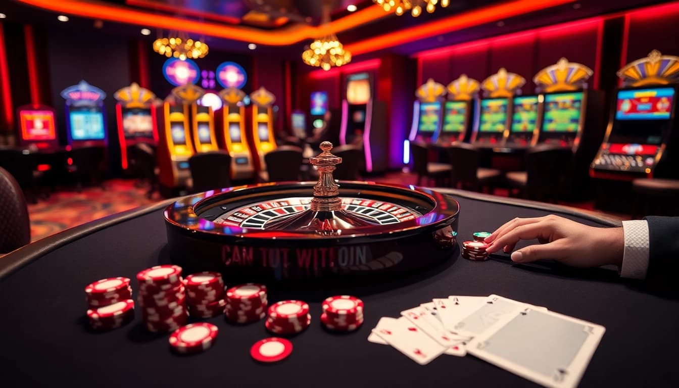 Experience luongson live at a luxurious casino table with vibrant cards, chips, and energetic players.