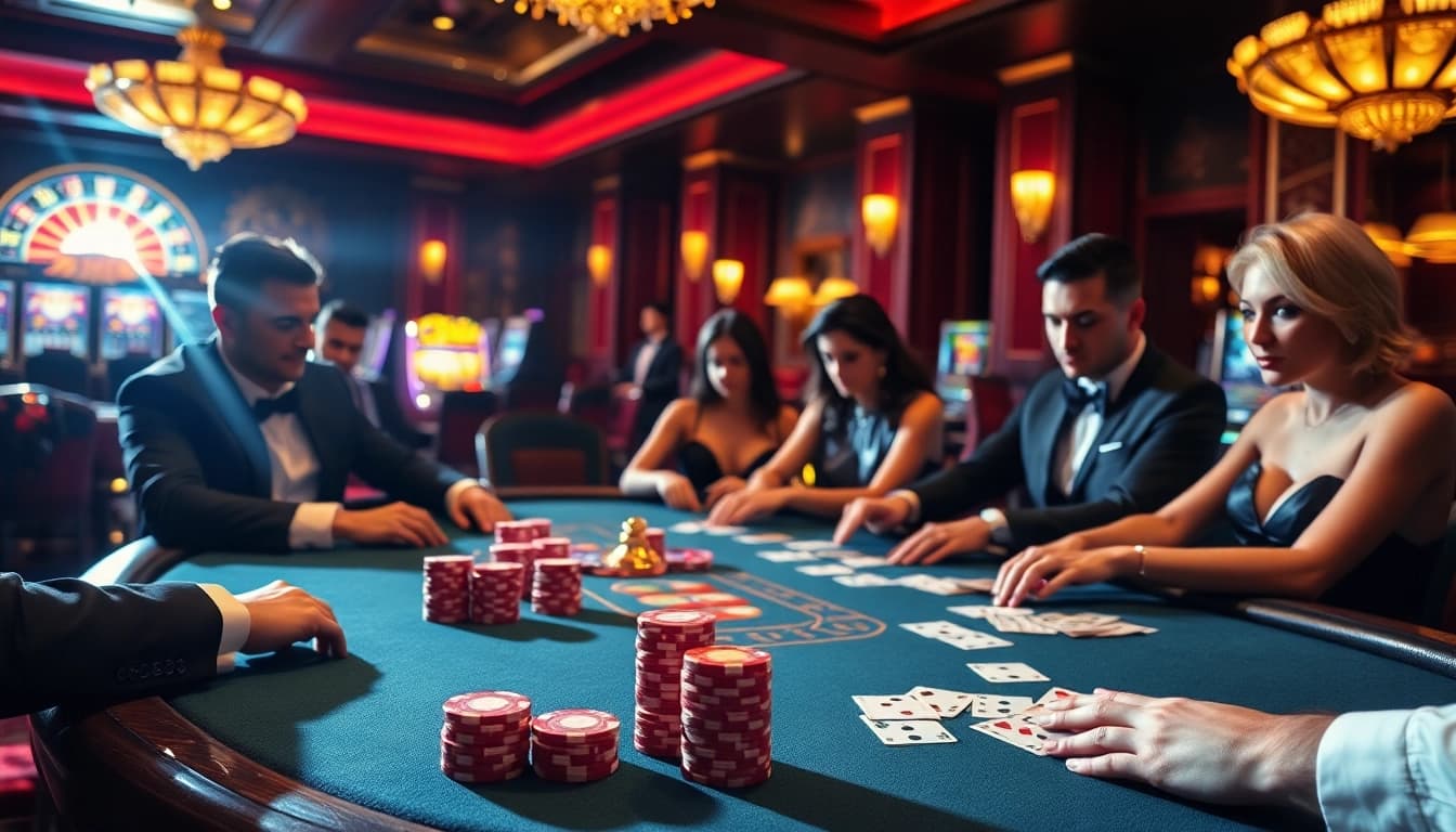 Players engage in an exciting game of poker at the luxurious DAGA casino table.