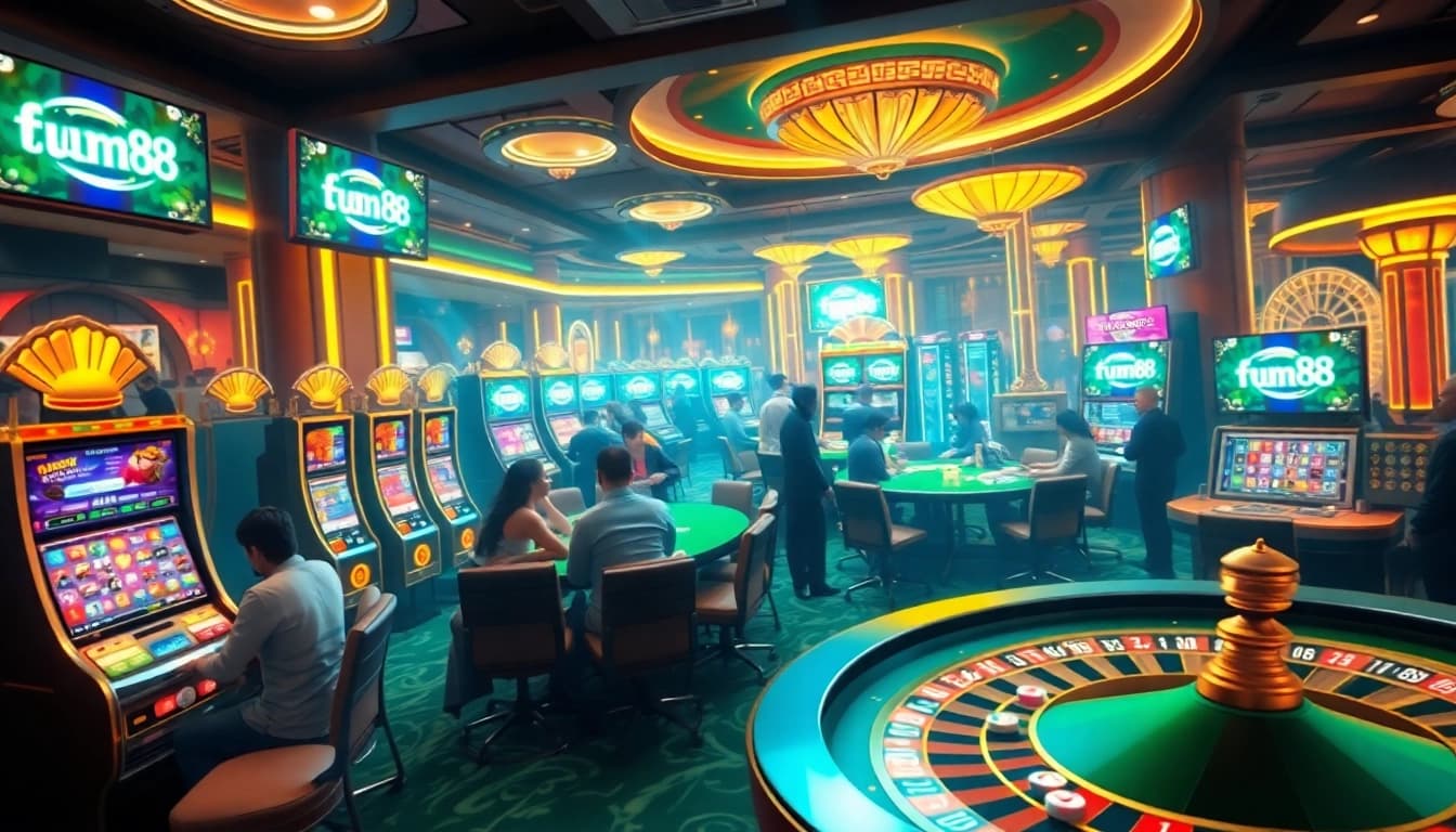 Experience the excitement of fun88 com login in a luxurious casino filled with vibrant table games and slot machines.