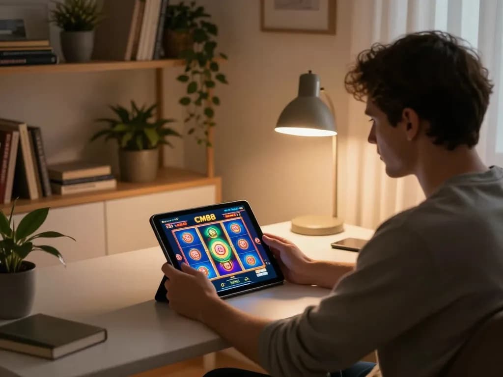 Play slots on CM88 from a stylish home office with engaging graphics