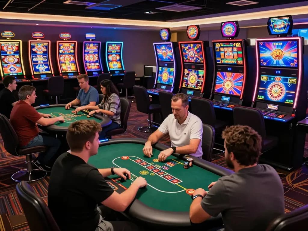 Players enjoying thrilling sunwin online casino games with vibrant screens and engaging atmosphere