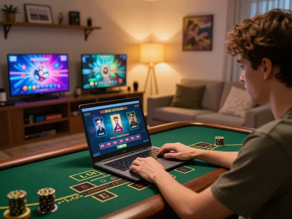 Engaging with live dealer baccarat on lv88f in a cozy gaming setup, highlighting strategic gameplay.