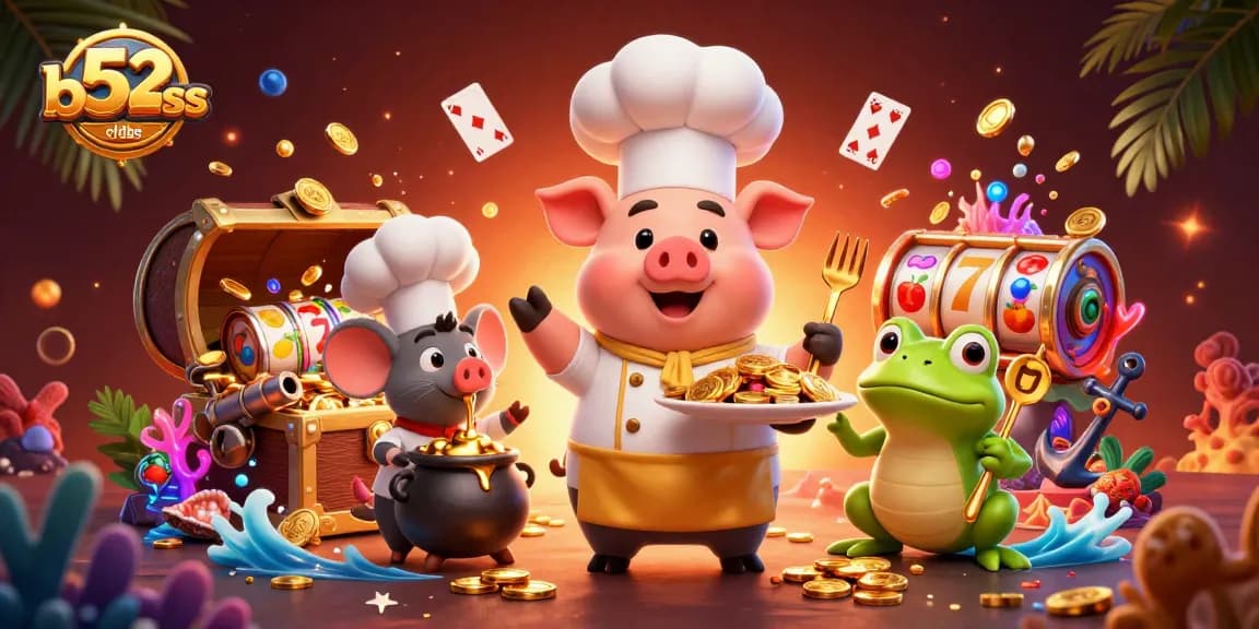 Engage with b52clubss as a colorful casino illustration showcases winning gold coins and vibrant game elements.