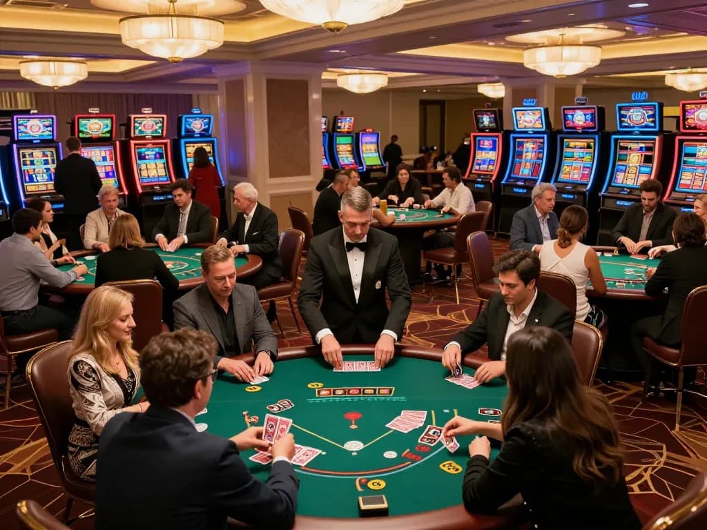 Engage with the Top 10 nhà cái uy tín in a vibrant casino atmosphere, showcasing intense poker gameplay.