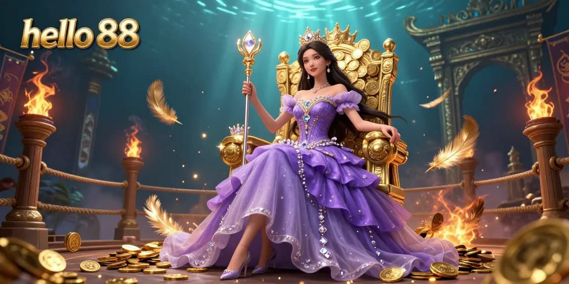 Experience thrilling action at hello 88 with a captivating princess theme surrounded by coins and game elements.