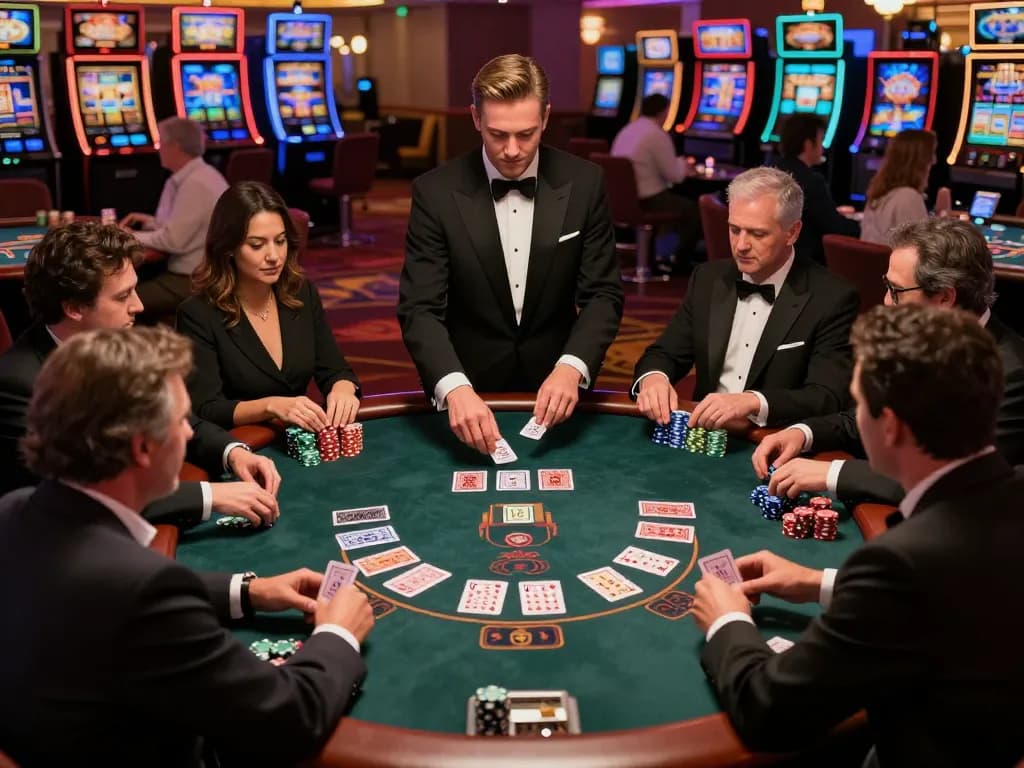 Engaged players at a blackjack table showcasing skills and strategy during thrilling casino gameplay with S88 excitement.