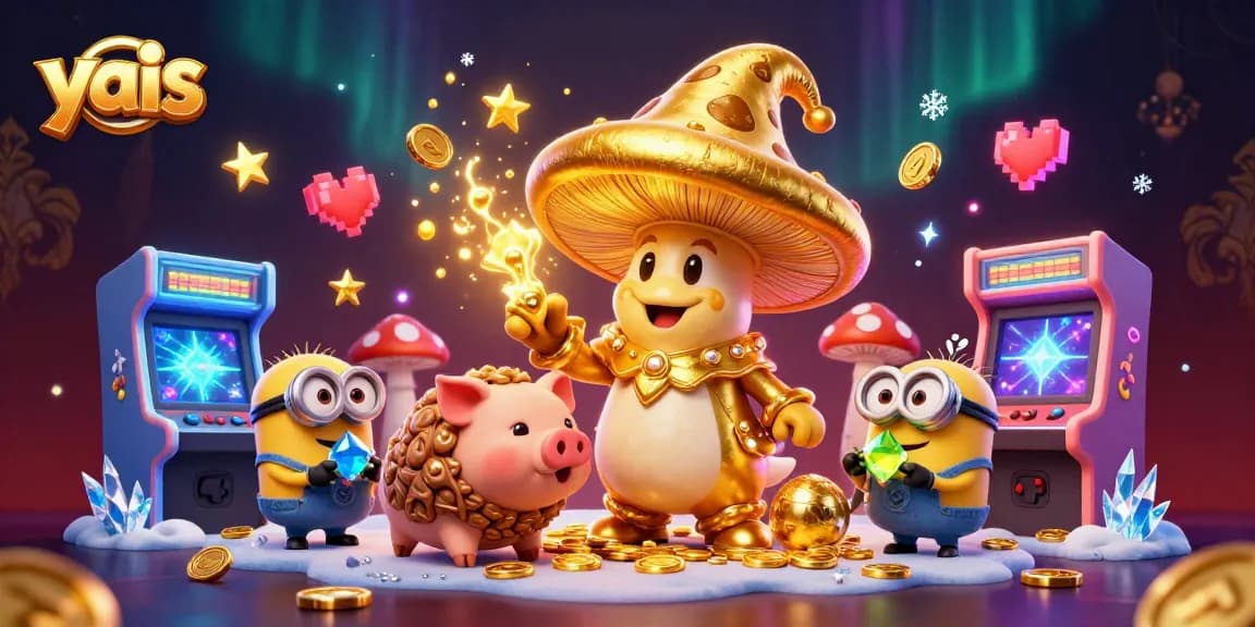 Experience the magic of casino gaming with yais and vibrant 3D characters in a golden treasure scene.