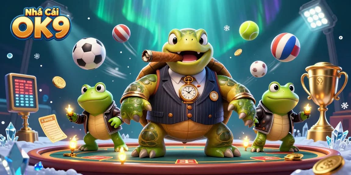 Experience thrilling action at Nhà Cái OK9 with vibrant casino elements and lively characters.