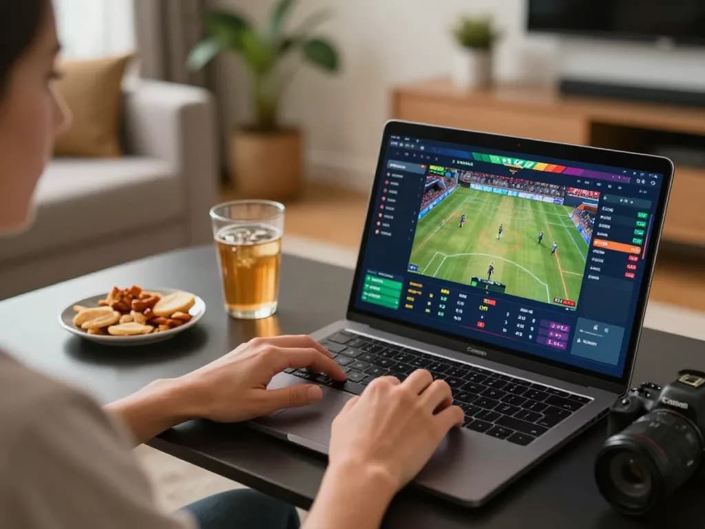 Exciting online betting experience with 79kinh displayed on laptop in cozy home setting