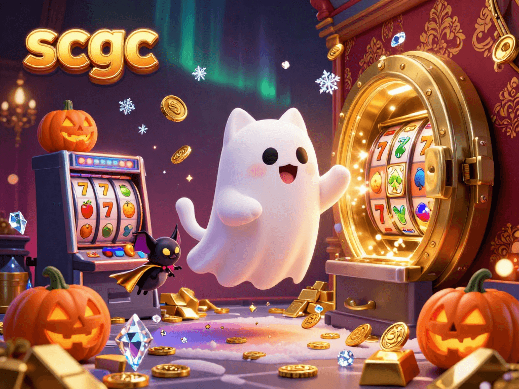Engage in the thrill of scgc casinos with vibrant 3D ghost cat and vampire bat characters surrounded by jackpot reels