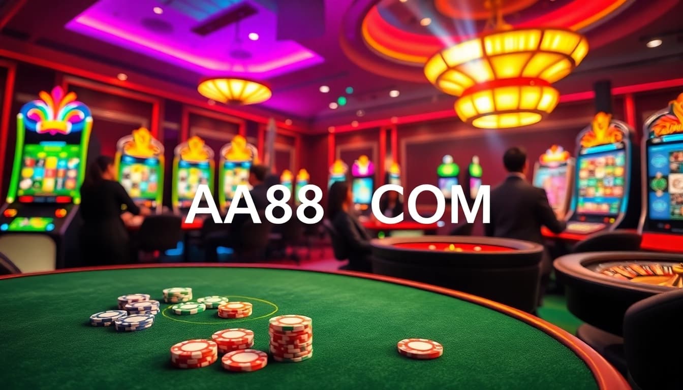 Gamblers enjoying high-stakes games and winnings at AA88 COM online casino.