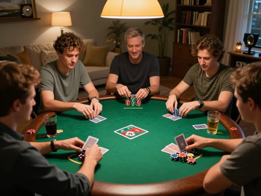 NOWGOAL players enjoy intense poker action during a friendly game night at home.
