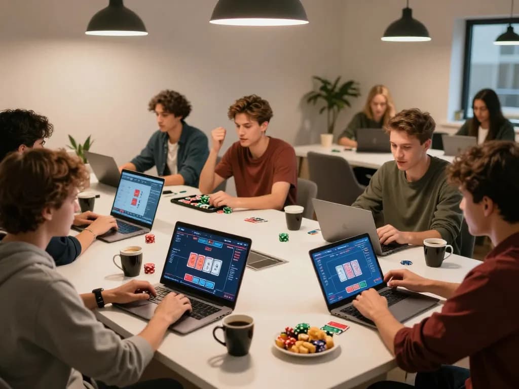 Players enjoying interactive online poker gameplay at home, showcasing MANCLUB's casino strategies and engaging atmosphere.