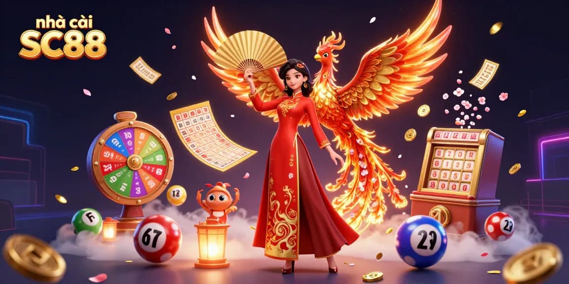 Play exciting lottery games at nhà cái SC88 with vibrant elements and festive atmosphere