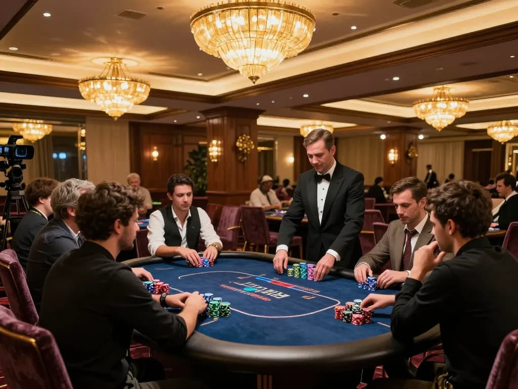 iwin club poker night with players strategizing around an exclusive table, elegant setup.
