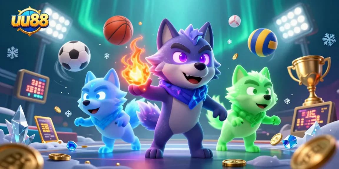 Engage in thrilling bets with uu88 amidst dynamic sports balls and luminous cosmic elements.