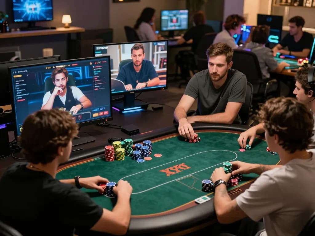 Experience the excitement of online poker gameplay on XXGG's platform with engaging visuals and community interaction.