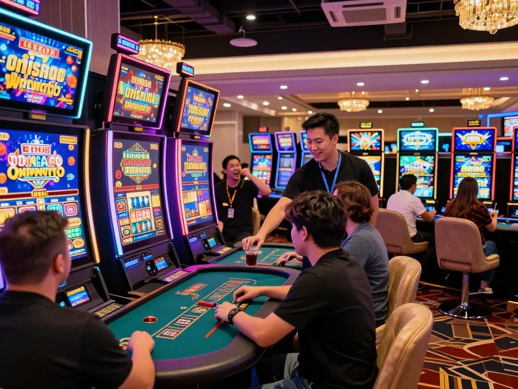 Engaging gaming scene at MM88 online casino showcasing vibrant atmosphere and player excitement.