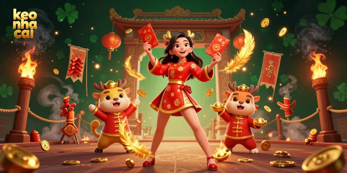 Engage with keo nha cai for winning bets in a vibrant Lunar New Year casino scene.