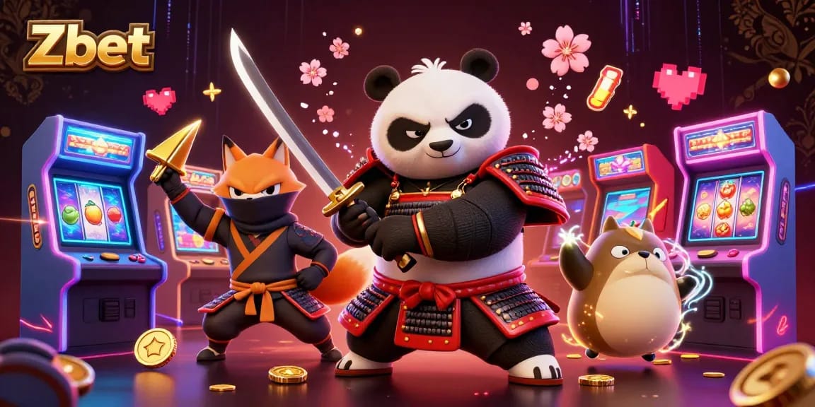 Zbet creates excitement with a dynamic casino scene featuring animated characters and vibrant gaming elements.