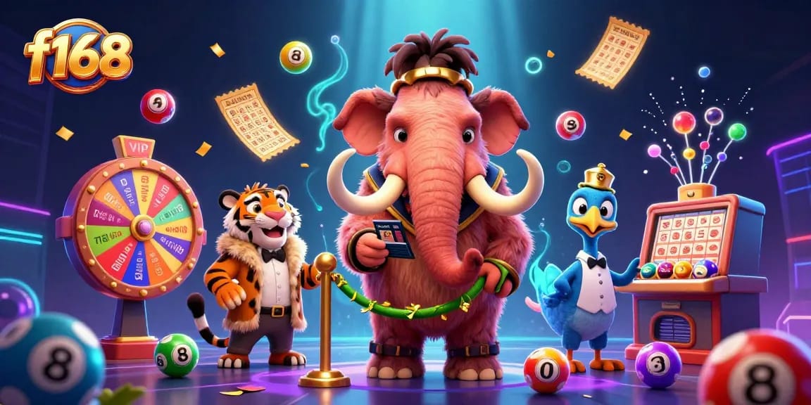 Experience the f168 high-energy casino scene with vivid characters and dynamic game elements.
