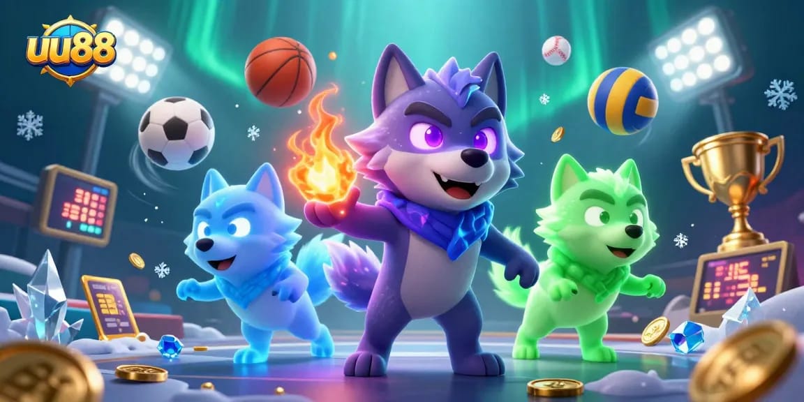 Engage in thrilling bets with uu88 amidst dynamic sports balls and luminous cosmic elements.